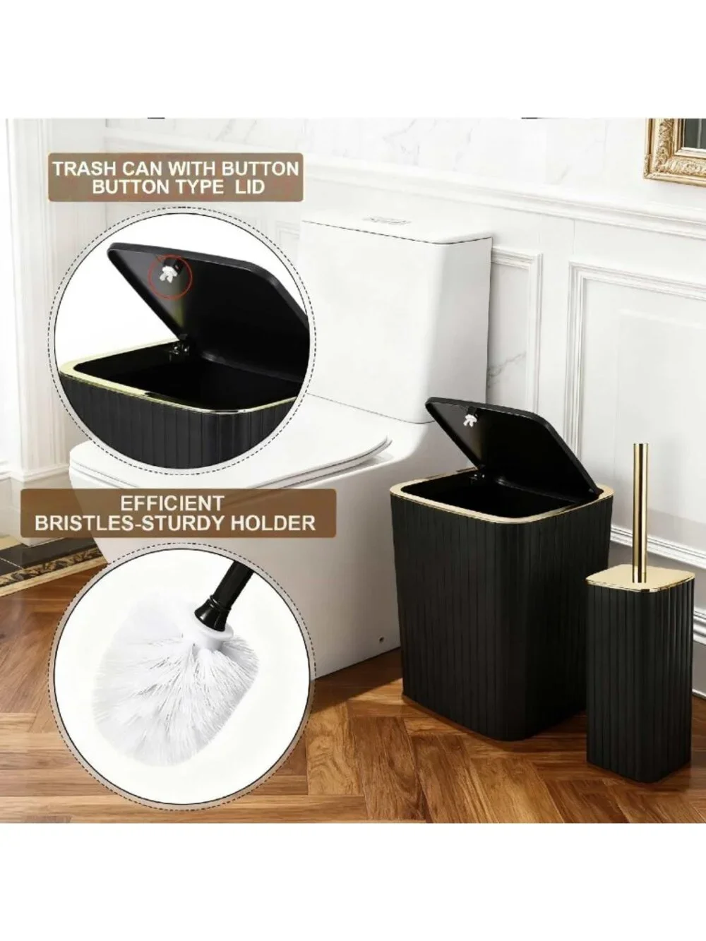 Stylish 21PC Black Bathroom Accessories Set - Shower Curtain, Rugs, Soap